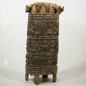 Authentic Yoruba Relief Carved African Drum 40" | Discover African Art
