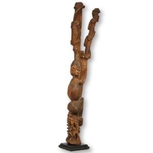 Figural Post From New Guinea 77" on base