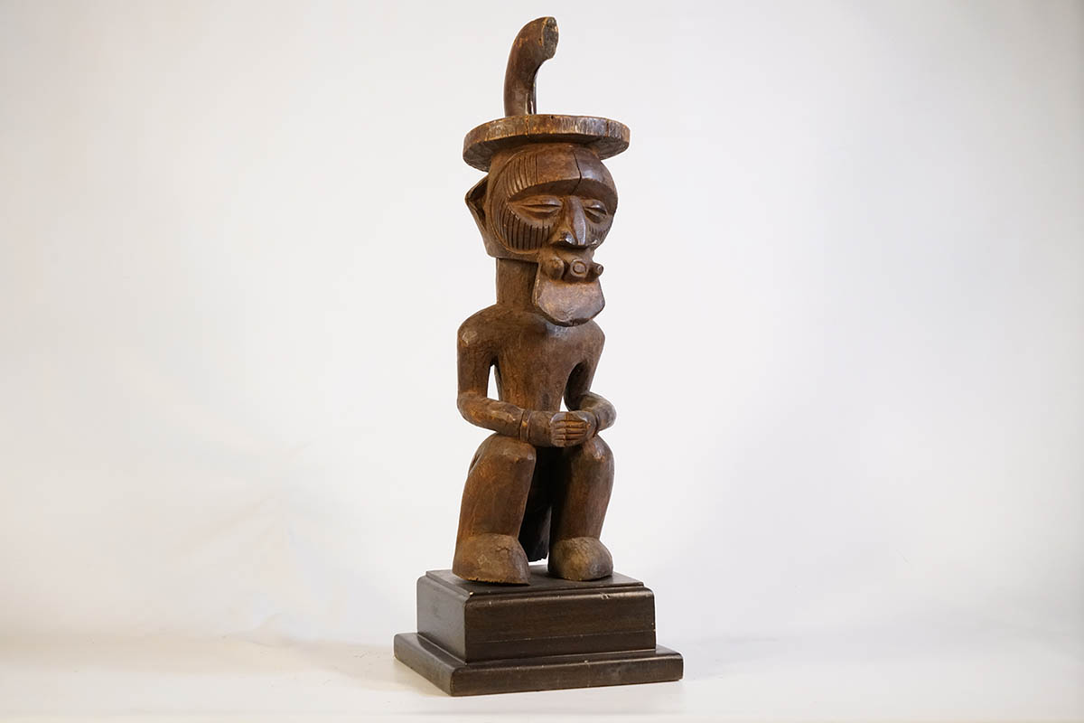 male Teke statue on custom base
