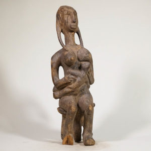 Captivating Bamana Mother and Child Statue