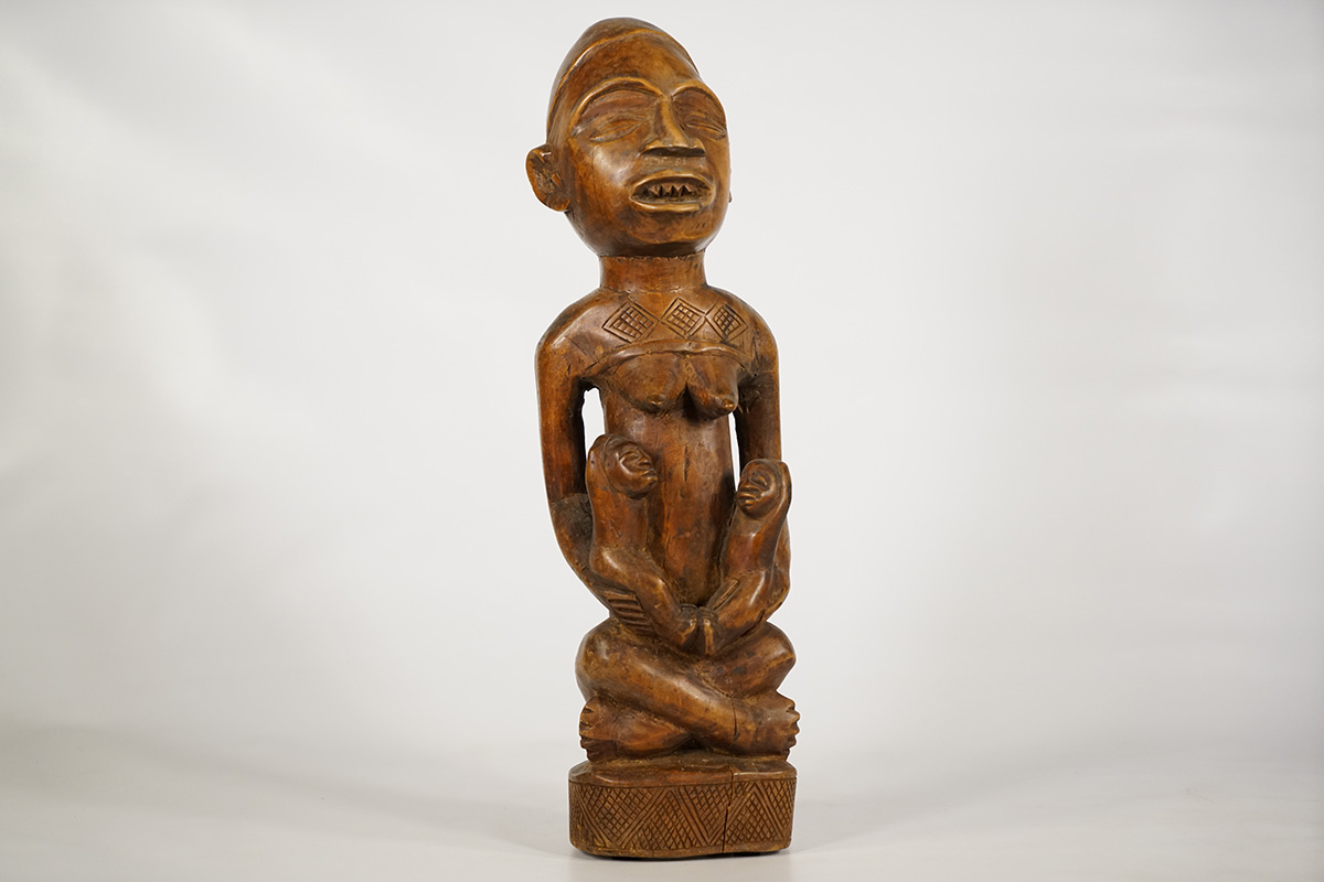 Seated Yombe Maternity Figure with Infants