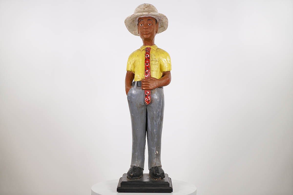 Colorful Baule Colonial Figure on Base 41.5" | Discover African Art