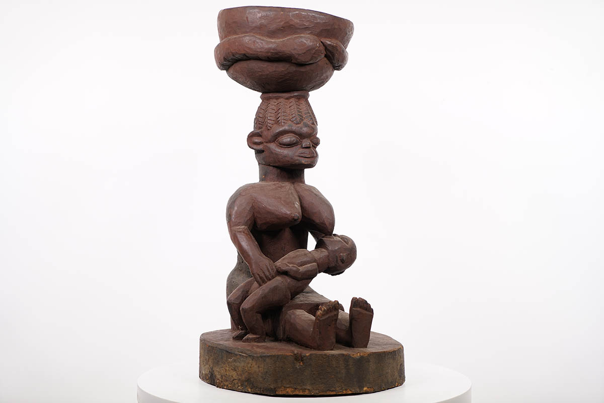 Yoruba Mother & Child Figural Container