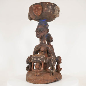 Female Yoruba Figural Bowl 25" - Nigeria