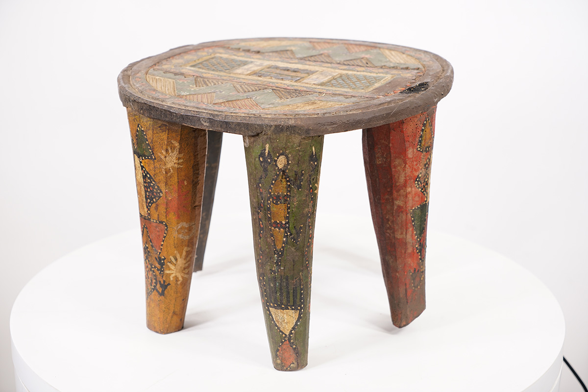Hand Carved Wooden Nupe Stool 13.5" Wide | African Art