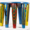 Vibrantly Colored Nupe African Stool 22" Wide - Nigeria