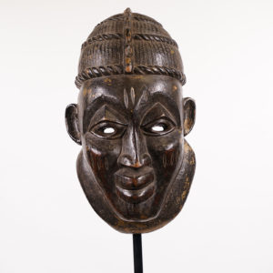 Large Yoruba African Mask with Shiny Patina 20" - Nigeria