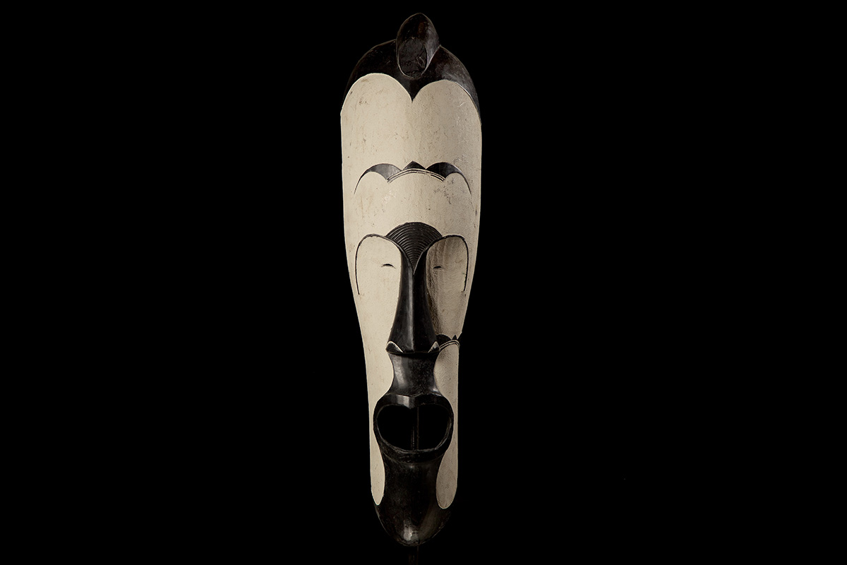 Black & White Fang Inspired African Mask 45.25" - Gabon | Art
