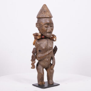 Remarkable Teke Statue with Small Figures on Base 14.5" - DR Congo - African Art