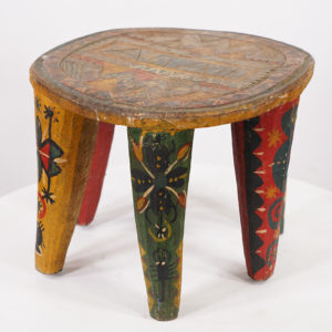 Small Colorful African Nupe Stool 13.5" Wide - Nigeria