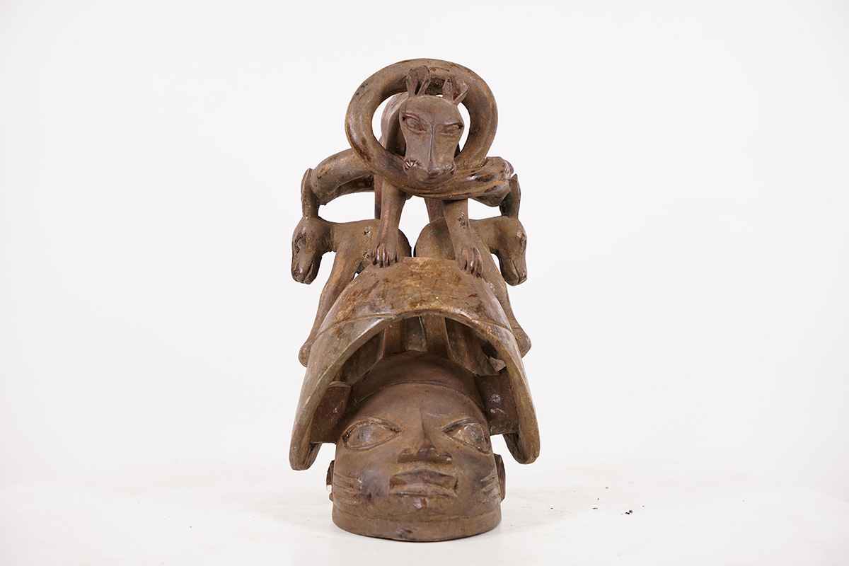 Yoruba Gelede Mask w/ Animals 11.5" - Nigeria - African Art