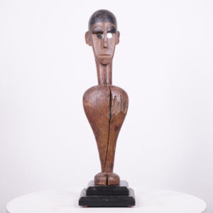 Bamana Figure with Mirror Eyes on Base 23" - Mali - African Tribal Art