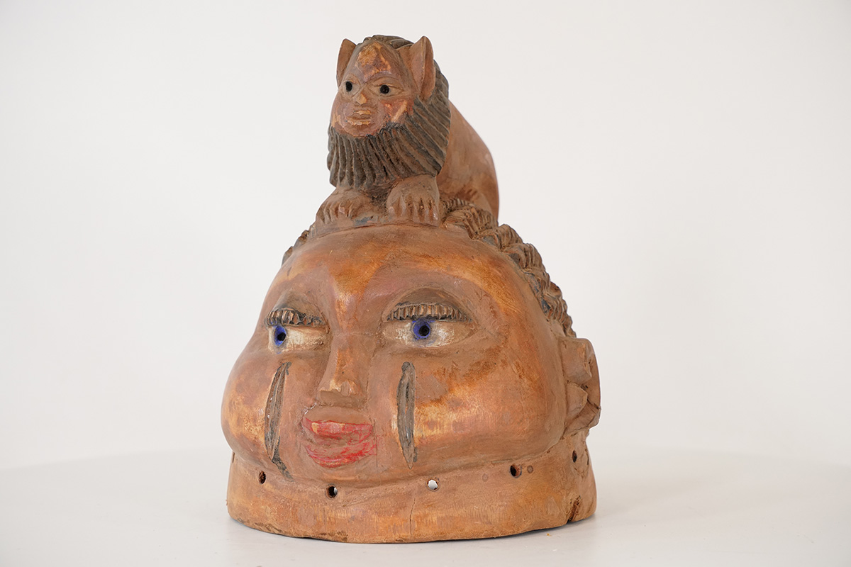 Yoruba Gelede Mask with Lion Figure