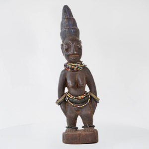 Yoruba Ibeji Statue w/ Beaded Jewelry - Nigeria