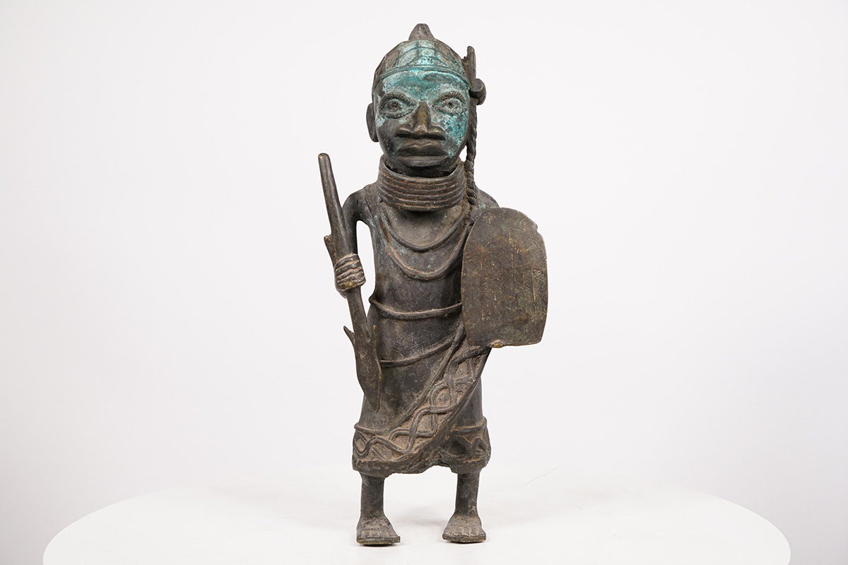Benin Bronze Soldier Statue - Nigeria