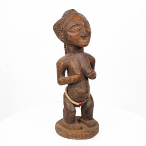 Female Luba Statue with Beaded Belt - DRC