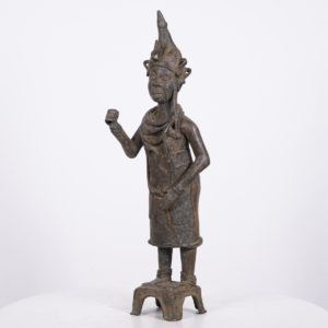 Benin Bronze Queen Mother Statue 21" - Nigeria - African Art
