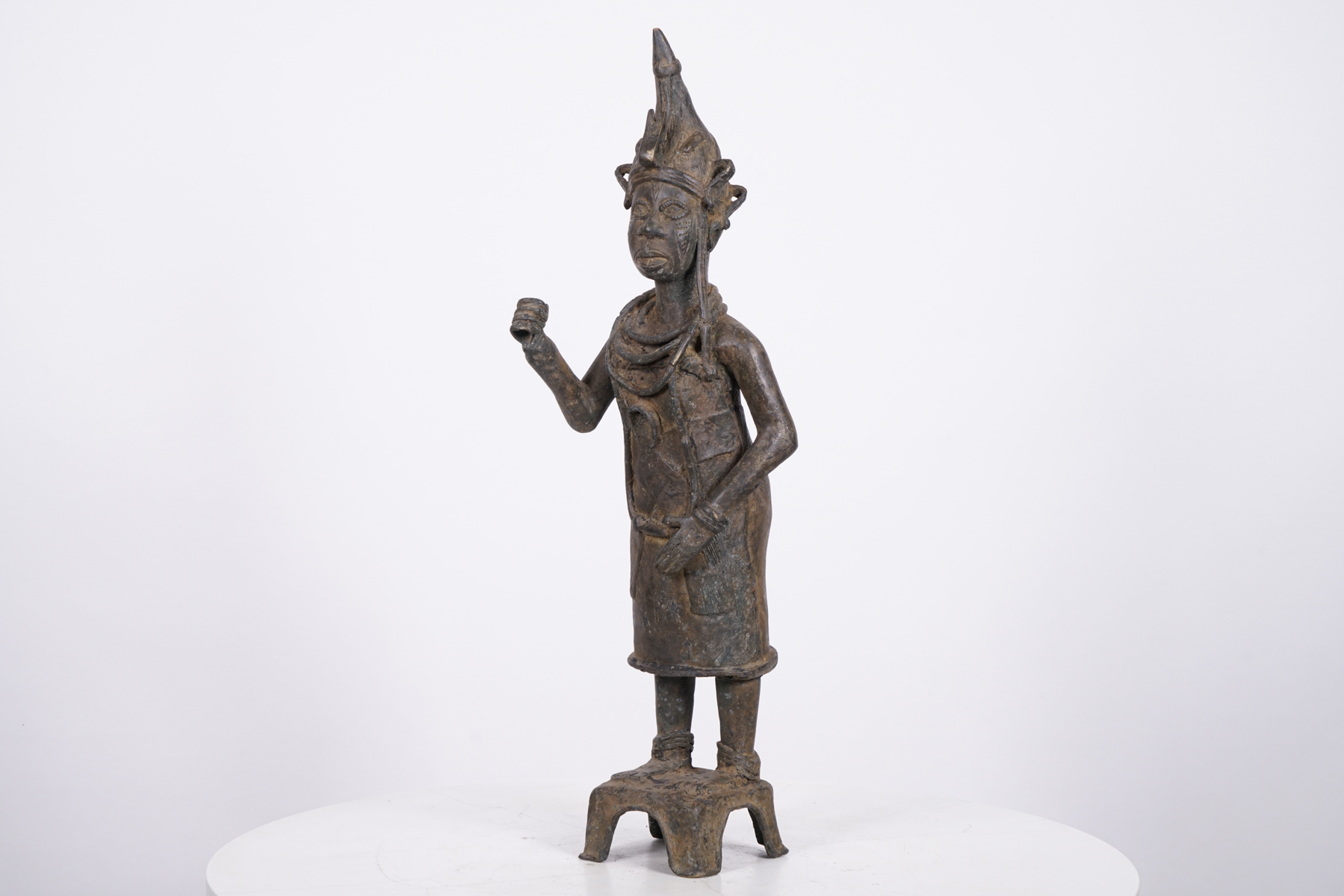 Benin Bronze Queen Mother Statue 21" - Nigeria - African Art