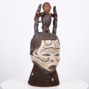 Beautiful Idoma Janus Headcrest w/ Figure 22" - Nigeria
