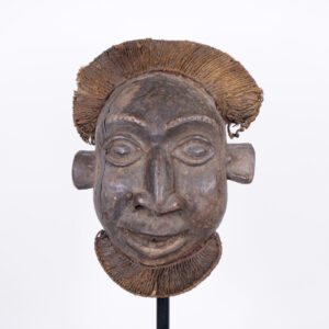 Bamun Mask with String Hair & Beard 16" - Cameroon - African Art