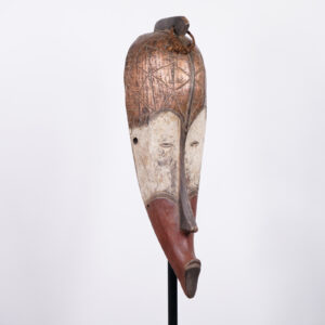 Metal Plated Fang Style Mask 24" - Gabon - African Art