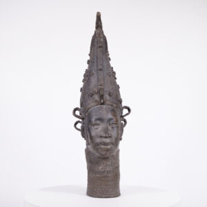 Attractive Benin Bronze Queen Mother Head 27.5" - Nigeria