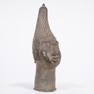 Yoruba Bronze Ife Head with Crown 20.5" - Nigeria - African Art