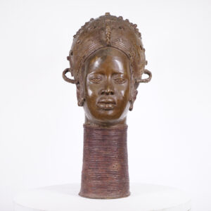 Gorgeous Benin Bronze Queen Mother Head 24" - Nigeria