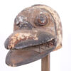Yoruba Bird Mask with Metal Beak Ridges 13.75" on Stand - Nigeria