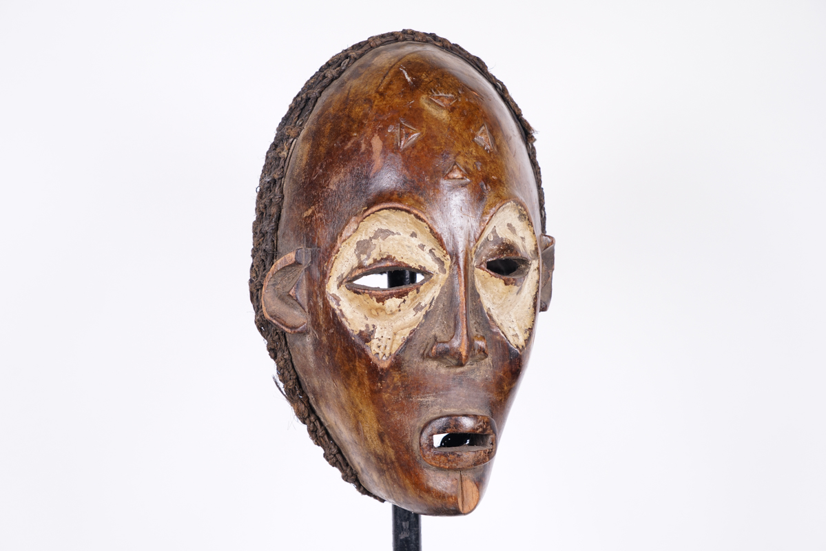 Chokwe Pwo Mask with Woven Hair 12" - DR Congo - African Art