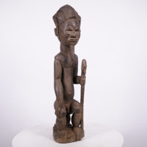 Seated Baule Male Figure with Staff 27.5" - Ivory Coast