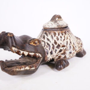Nigerian Crocodile Container with Lid 22.25" Long - African Art