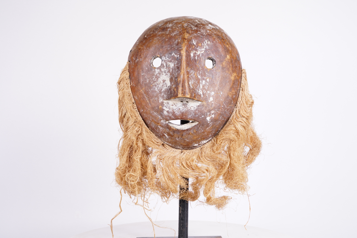 Lega Mask 19.5" with Raffia - DR Congo - African Art
