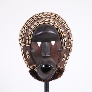 Cowrie Shell Decorated Dan Mask 12.25" - Ivory Coast - African Tribal Art