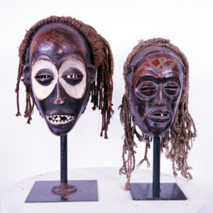 Chokwe 2 Mask Lot 10"-12" Tall - DR Congo - African Tribal Art