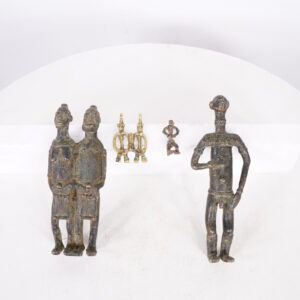 Mixed African Tribal Bronze Statue Lot of 4 Pieces 2"-7.5" Tall