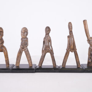 5 Piece Wood-Carved Lobi Slingshots on Bases 8"-9" - Burkina Faso