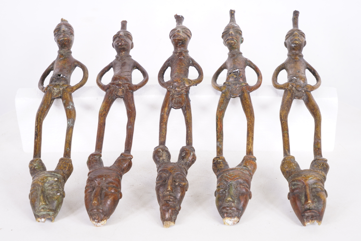 Bronze Figure Lot of 5 11.5"-12.5" - African Tribal Art