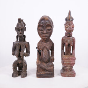 African Tribal Art 3 Figure Lot 12.5"-14" - Nigeria & DR Congo