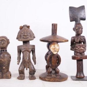 Various African Tribal Art Statues 4 Piece Lot 9.75"-17.25"