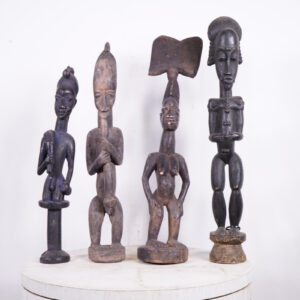 3 Yoruba & 1 Baule Statue Lot 21.25"-26.5"- African Tribal Art