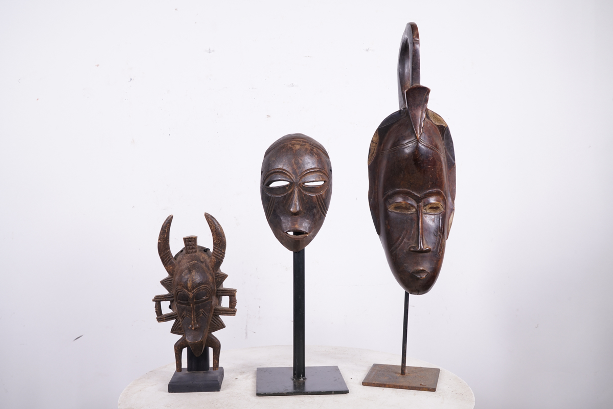 Senufo, Dan and Guro 3 Piece Mask Lot 8.25"-18.5" - African Tribal Art