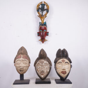 3 Punu 1 Guro 4 Piece Mask Lot 11.5"-21.5" - African Tribal Art