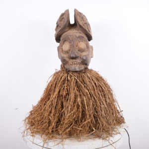 Bamun Head with Raffia 26.5" - Cameroon - African Tribal Art