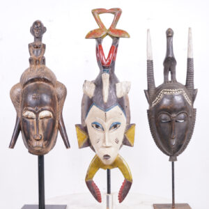 Baule, Guro and Yaure 3 Piece Mask Lot 17.5"-25" - African Tribal Art