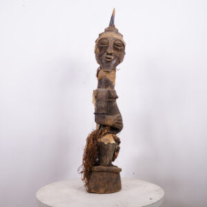 Heavily Decorated Songye Statue with Turned Head 34.5" - DR Congo