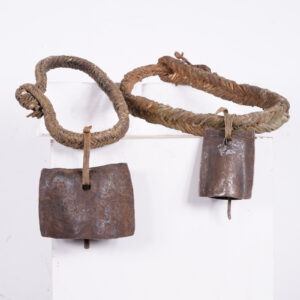 West African Metal Cowbell 2 Piece Lot 15-17" - Nigeria - African Tribal Art