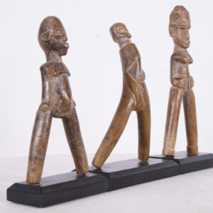 3 Piece Wood-Carved Lobi Slingshots on Bases 8"-9.5" - Burkina Faso