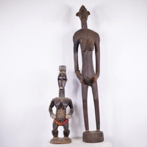 Bete and Senufo Female Figure 2 Piece Statue Lot 26.5"-48.5" - African Tribal Art