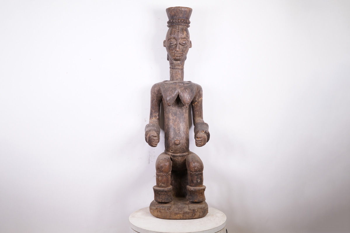 Large Female Urhobo Statue 50.75" - Nigeria - African Tribal Art